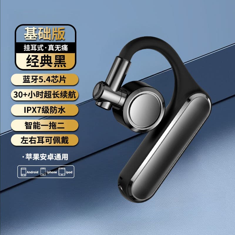 AI Smart Bluetooth Headphones with Ultra-Long Battery Life, New Wireless Non-In-Ear Single Ear for Delivery Riders, Driving, and Helmet Use