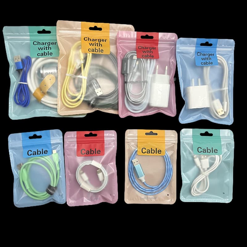 Frosted packaging bag for Apple data cable charger adapter, cable with charger composite