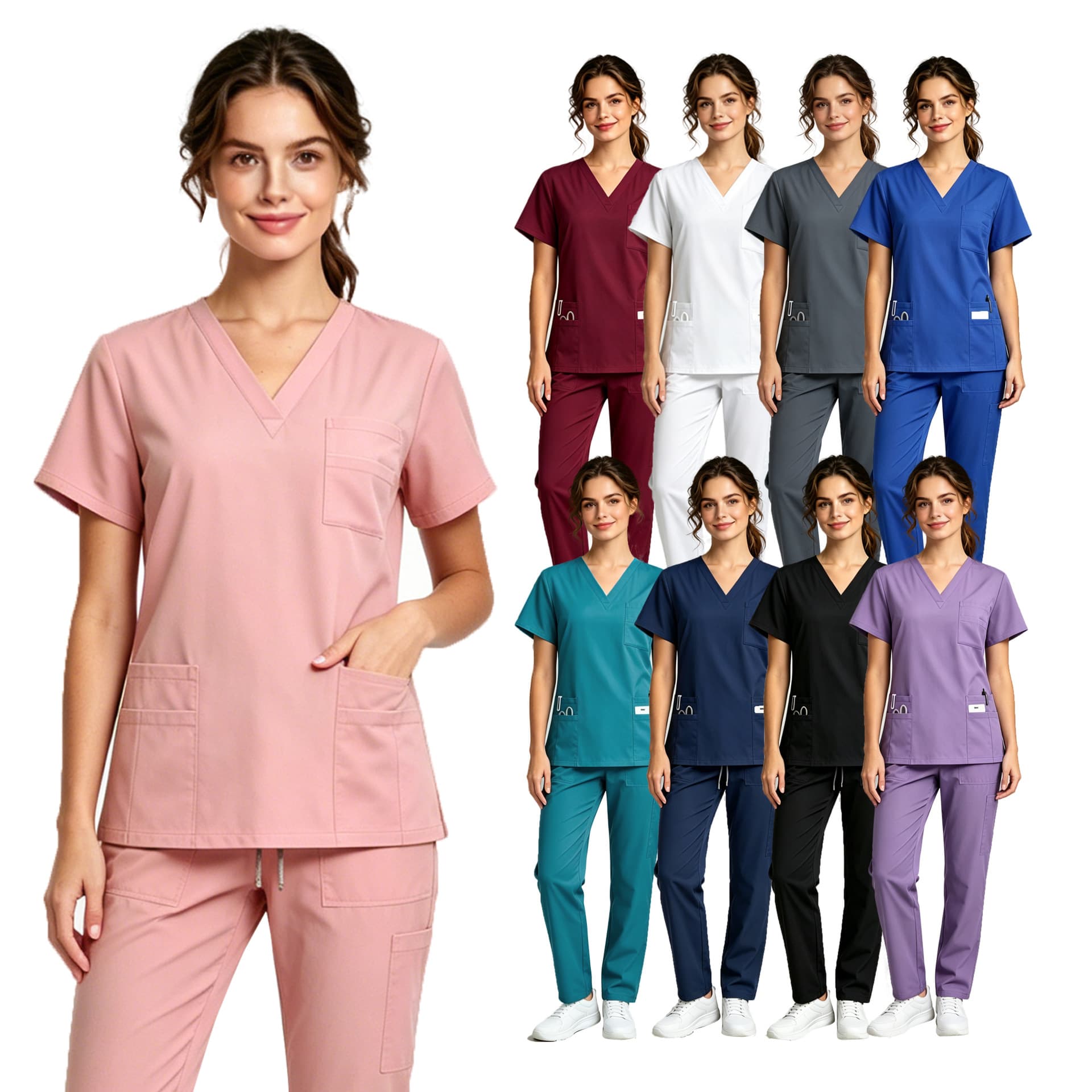 Hand-washing gown, surgical gown, short-sleeved scrub gown, pet hospital doctor nurse employee work clothes suit for men and women