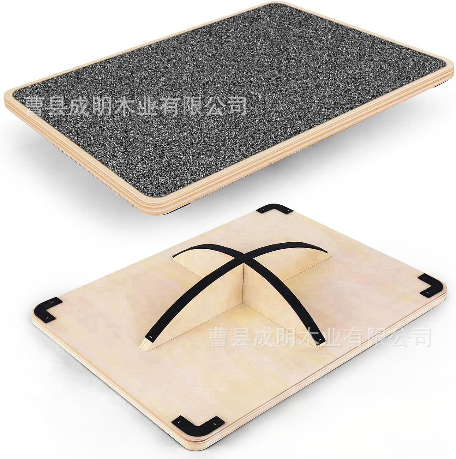 Simple wooden yoga balance training board household portable stretcher square fitness non-slip solid wood balance board