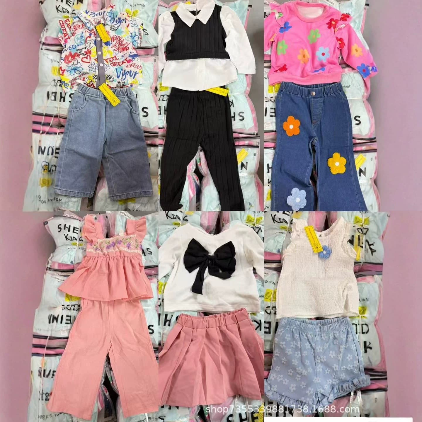 2026 Spring/Summer Shein Kids Foreign Trade Children's Clothing Sets for Boys and Girls, Skirts, Shirts, Jeans, Assorted Styles
