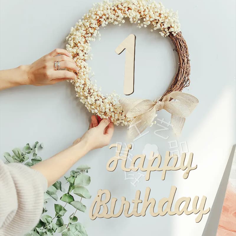 Baby Happy Birthday Background Wall Sticker Wooden Letter Props Scene Decoration Happy Birthday
