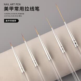 Ultra-Fine Transparent Acrylic Rod Liner Brush Set for Nail Art Detailing, Line Drawing, Carving, and Threading, 5 Brushes in Long and Short Styles