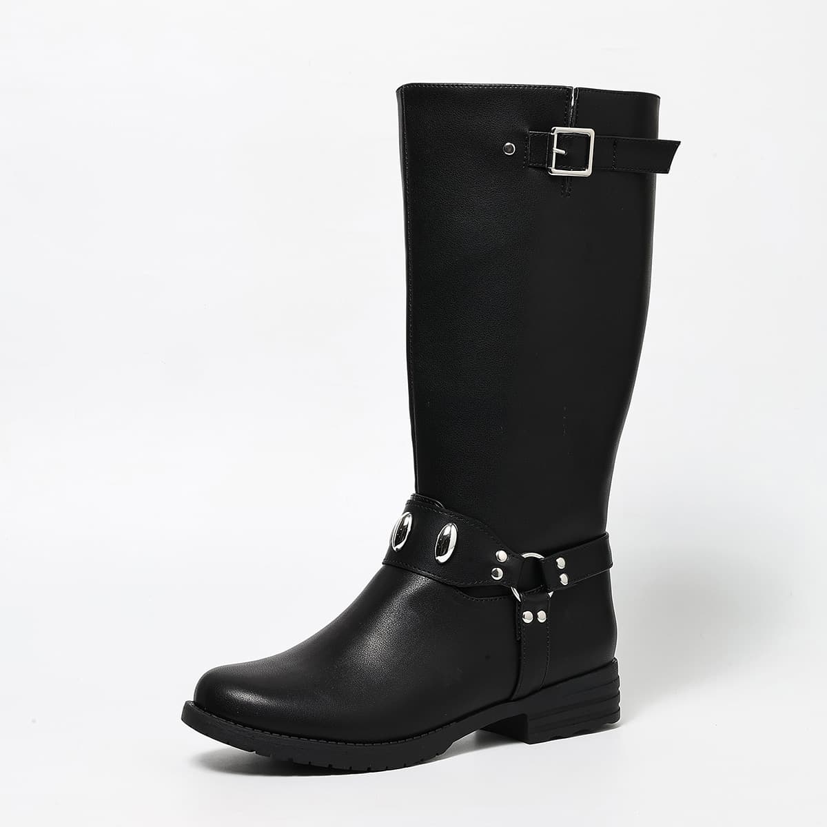 European and American hot-selling rivet belt buckle heightening versatile women's boots summer mid-heeled western cowboy boots wear-resistant women's boots