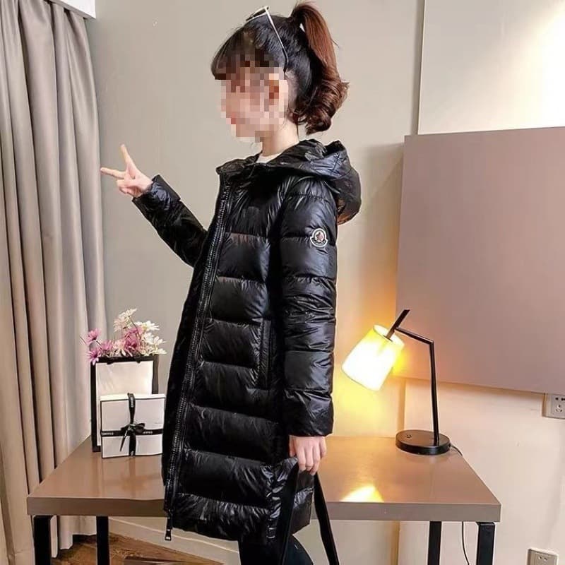 Off-season Clearance New Autumn Thin Solid Color Fashionable Children's Long Down Jacket for Boys and Girls, Medium to Large Kids Outerwear