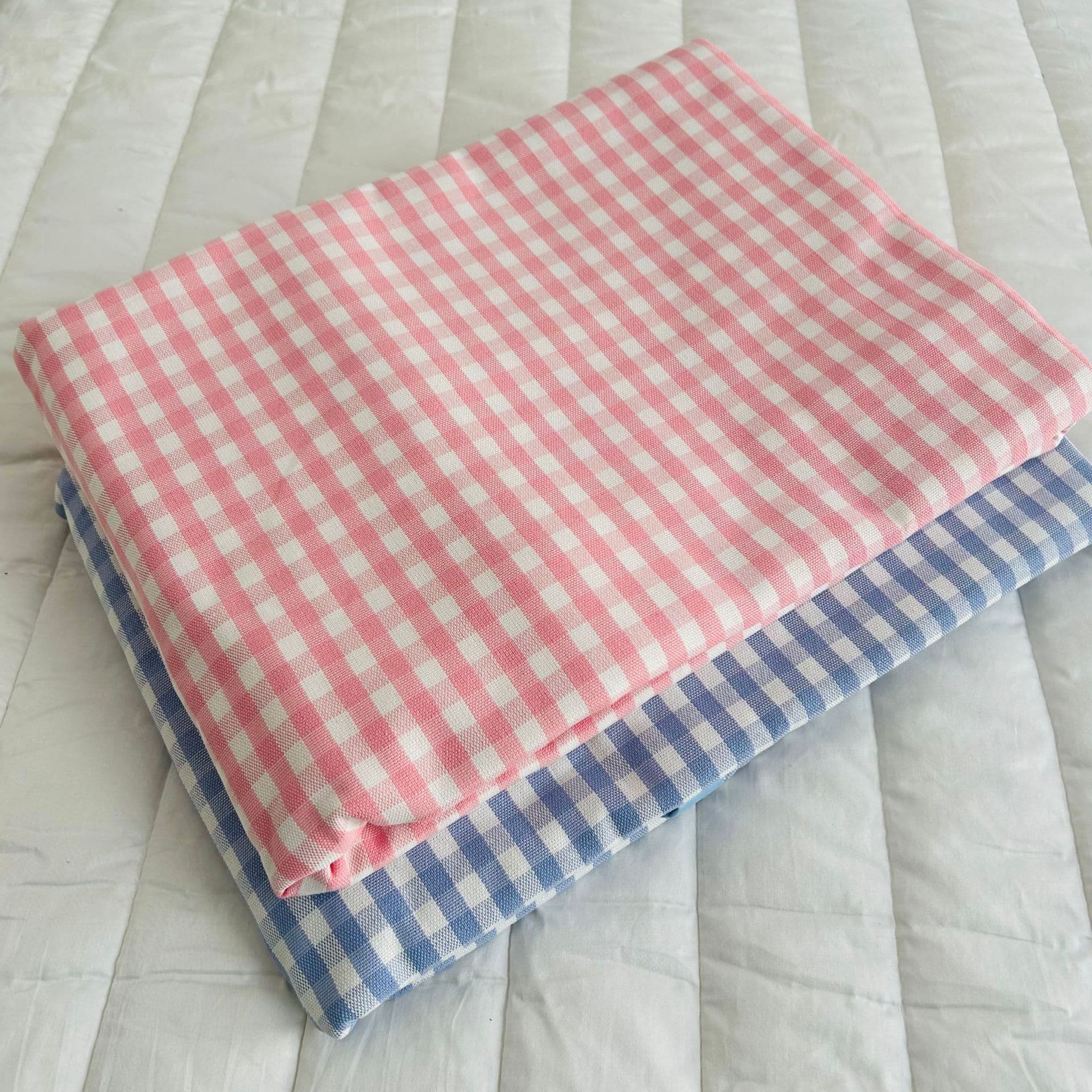 Mouliang Remaining Fabric Summer Yarn-Dyed Tencel Ramie Grid Soft Cooling Mat Machine Washable 50% Tencel + 50% Ramie
