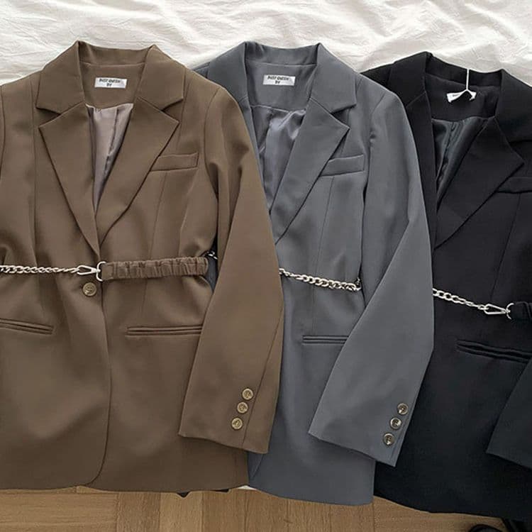 Girls' Spring and Autumn New Style Twill Cotton Waist-Nipped Blazer Long-Sleeve Top Small Suit with Belt Drop Shipping