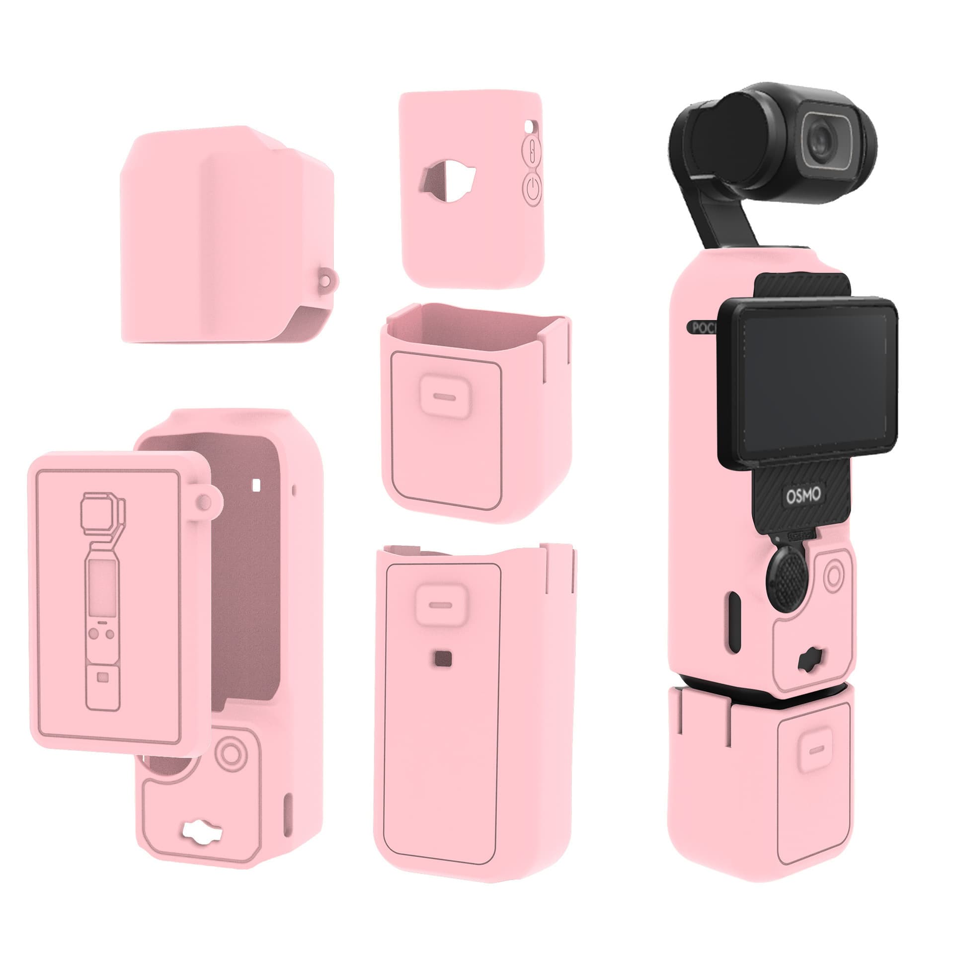 Silicone Protective Case for DJI Osmo Pocket 3, Camera Lens Cover, Gimbal Guard