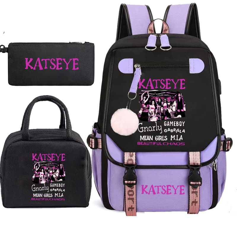 Katseye Girl Group Full Set Backpack, Middle and High School Storage Combo Backpack Drop Shipping 60707