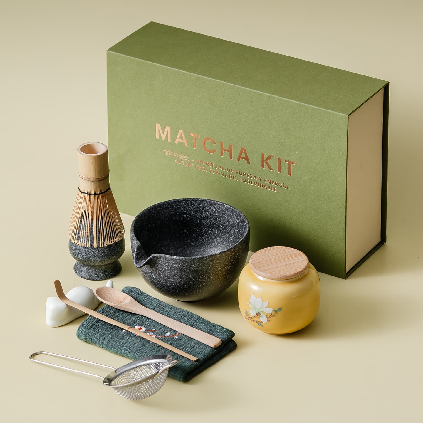 Tea Ceremony Gift Set Ceramic Matcha Bowl, Tea Whisk Stirrer, Song Dynasty Tea Whisking Experience Kit