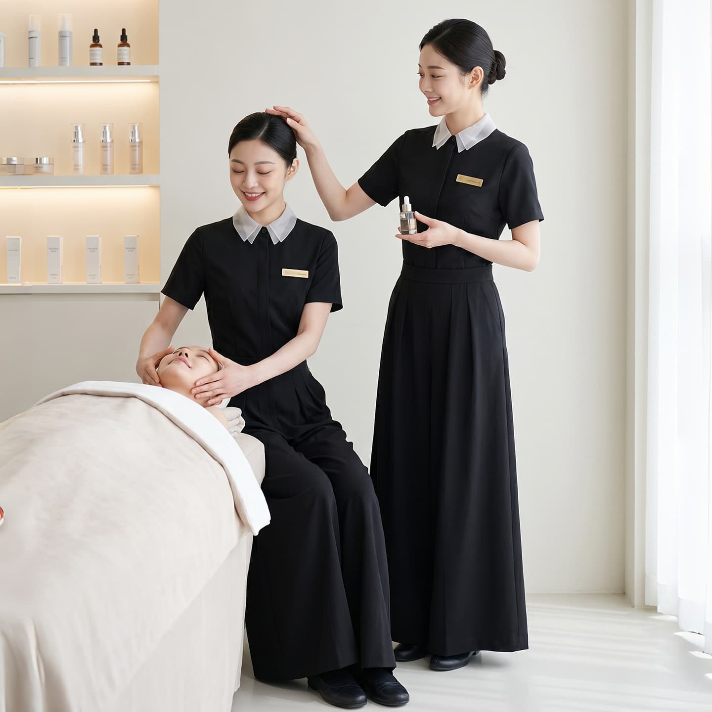 Beauty Salon Workwear Women's Summer Short Sleeve Set Elegant Skincare Medical Wellness Beauty 222