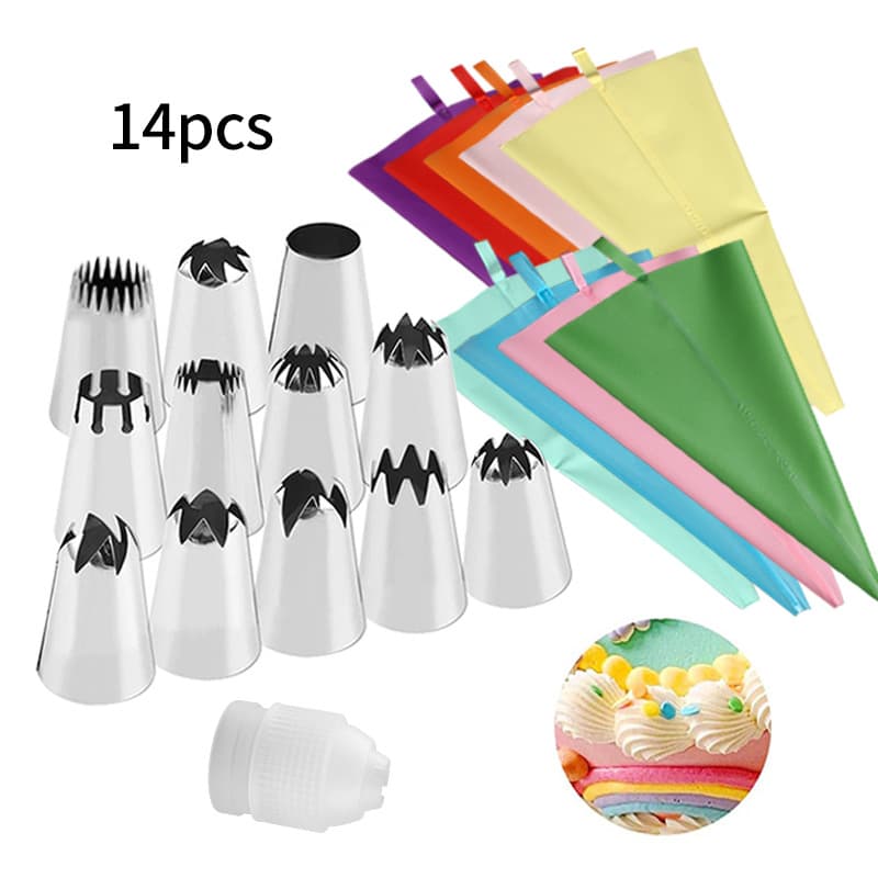 New Cross-Border Stainless Steel Large Piping Nozzle 14pcs Set Cake Cream Piping Decoration DIY Tool