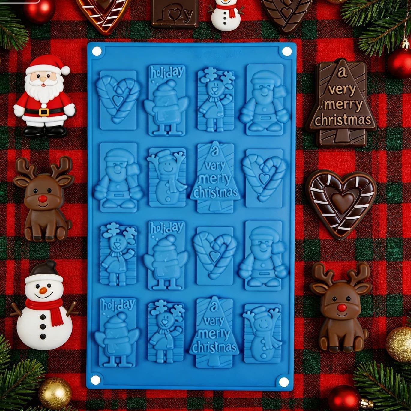 Jia Shi 16-Piece Christmas-Shaped Silicone Cake Mold Silicone Cookie Cold-Processed Soap Mold DIY Handmade Baking Mold