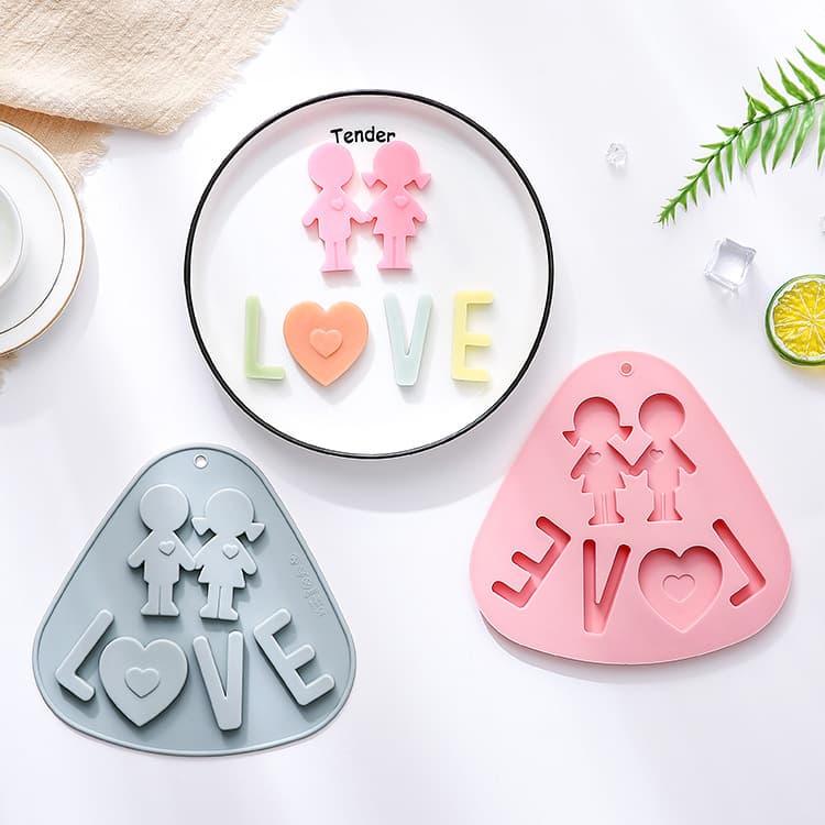 In Stock 5-Cavity Couple Love Theme Silicone Mold Cake Mold Baking Tool Resin Chocolate Mold