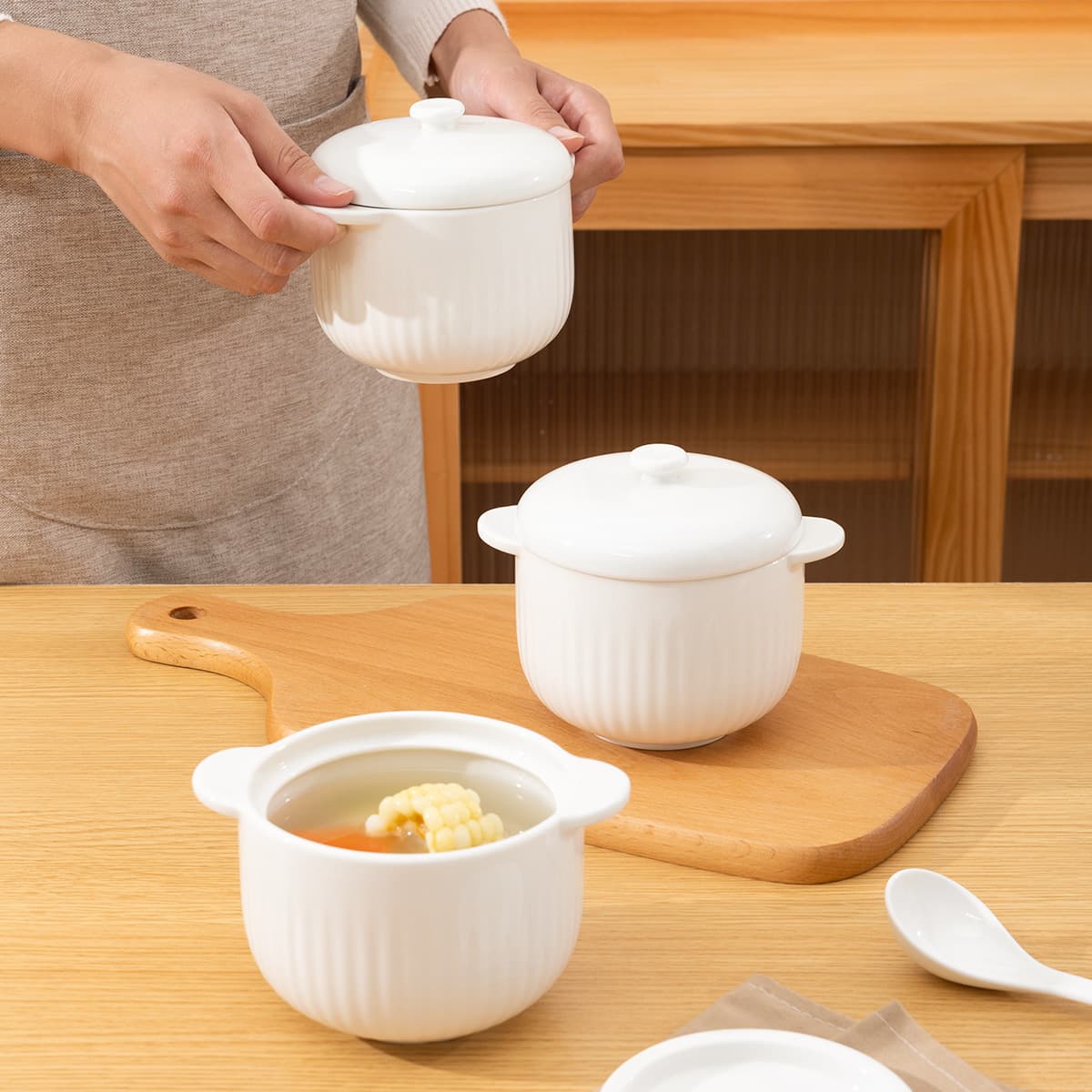 Songfa Porcelain Steaming Pot, Double-boiled Nourishing Clay Pot Soup, Bird's Nest and Fish Maw Ceramic Stew Pot, Steamed Egg Bowl, Small Soup Pot