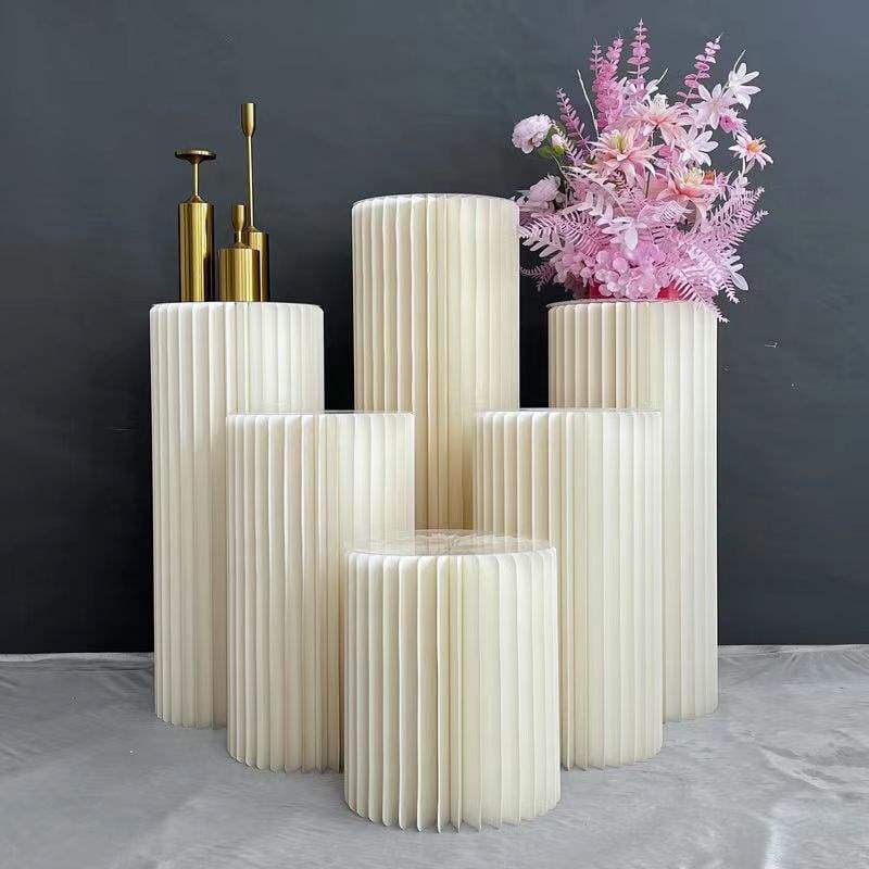 Wedding Folding Cylindrical Dessert Table Paper Roman Column Folding Column Road Guide Ornaments Shopping Mall Window Birthday Party Layout