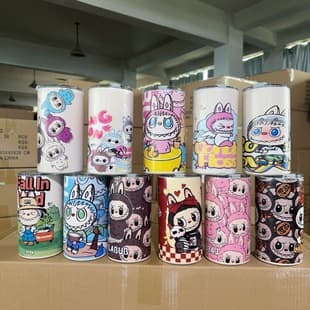 Labubu Pattern Insulated Cup 3D Printed Cartoon High Appearance Straw Cup Portable Large Capacity Iced American Coffee