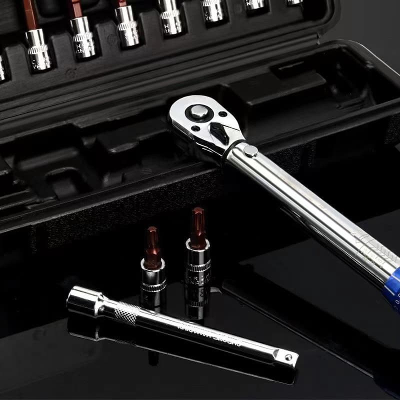 Preset Adjustable Torque Wrench High Precision Torque Bicycle Repair Tool 15-Piece Set