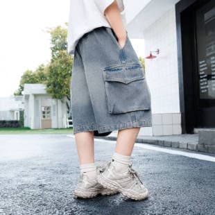 Boys Summer Pants, Mid and Large Size, Five-Point Thin Cargo Pants, Denim Jeans, Loose and Comfortable Shorts