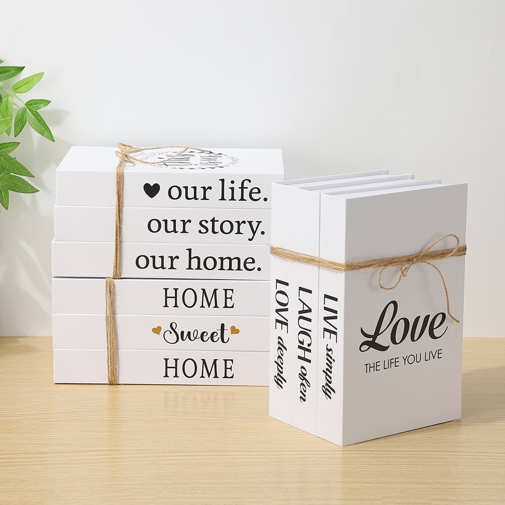 Simple white faux book decorative book, cozy English simulation book, coffee shop model room desktop ornament, folding style