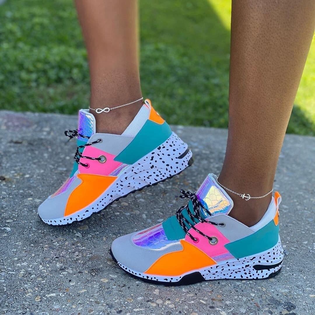 European Station 2020 Summer New Women's Shoes Wedge Heel Platform Loaf Casual Shoes Fashion Color Matching Travel Shoes Women's Stitching