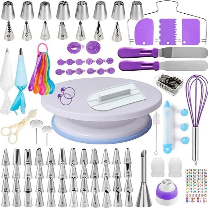 Amazon Wholesale 137-Piece Cake Cookie Turntable Icing Rotating Stand Home Baking Tool Set