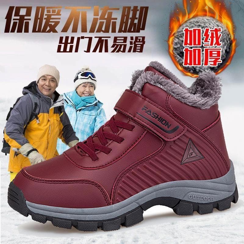 Brand Elderly Shoes Men Winter Waterproof Cotton Shoes Anti-Slip Dad Northeast Thickened Wool Fleece Lined Middle-Aged Snow Boots
