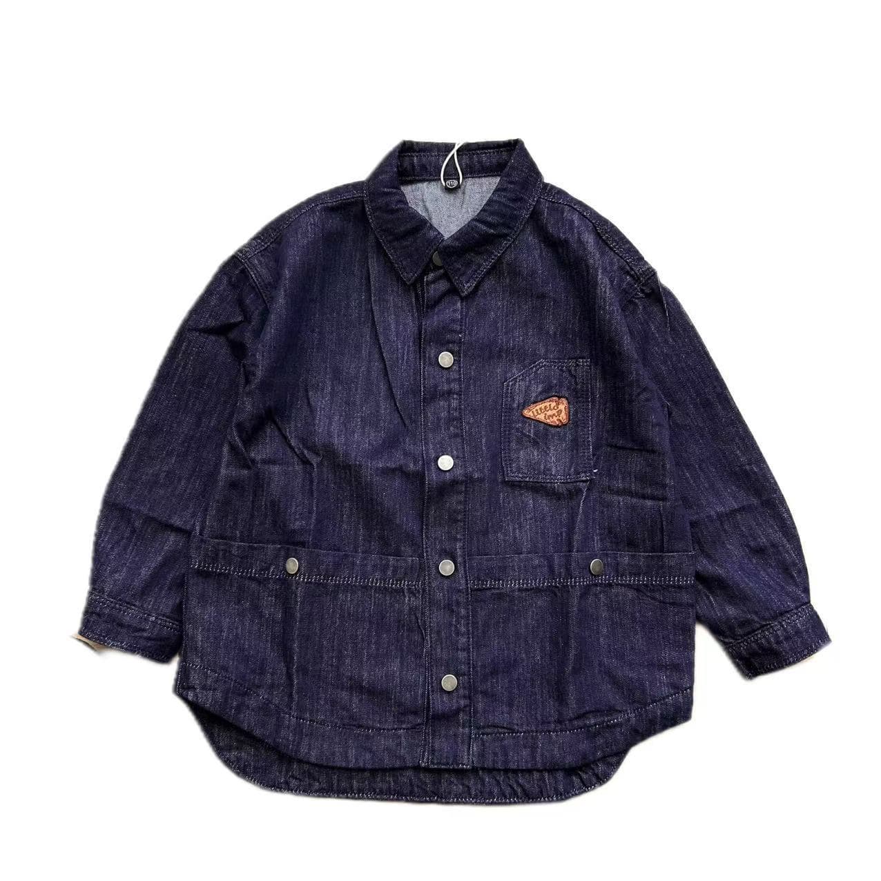 In Stock 2025 Autumn/Winter Original Unisex Children Retro Dark Blue Fade-Resistant Multi-Pocket Soft Material Denim Shirt Jacket