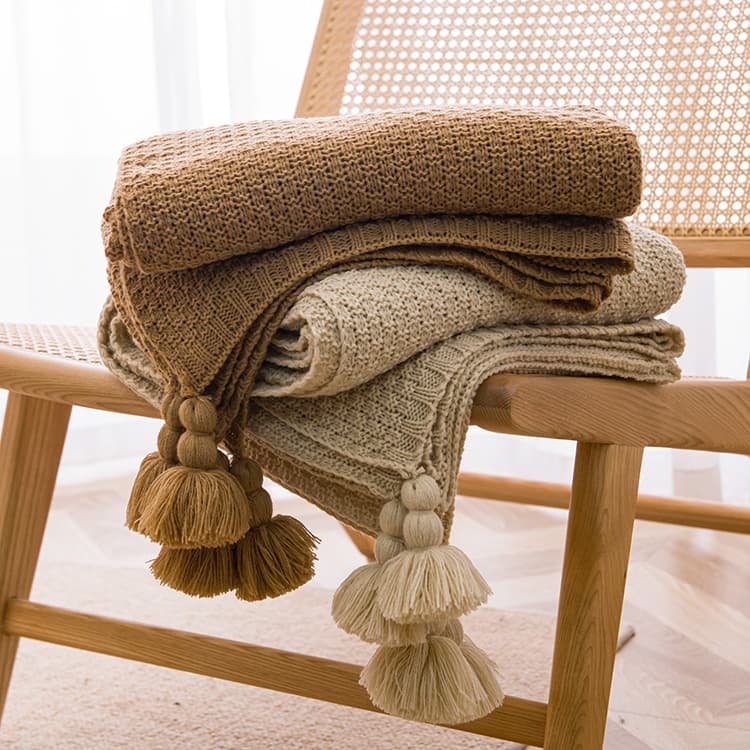 Ins-style viral handmade blanket for leisure naps, office fringe sofa throw minimalist bed runner bed-end blanket