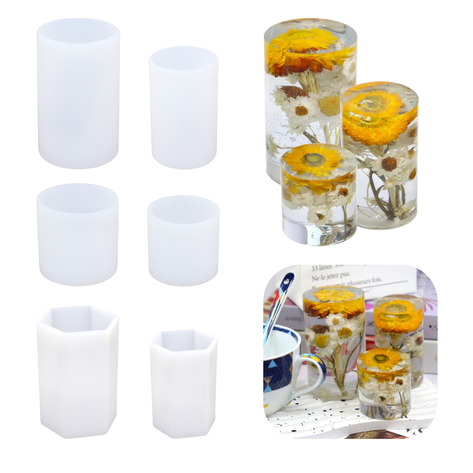 Fat ya ya diy cylindrical cone candle mold hexagonal ball aromatherapy gypsum silicone mold manufacturers spot