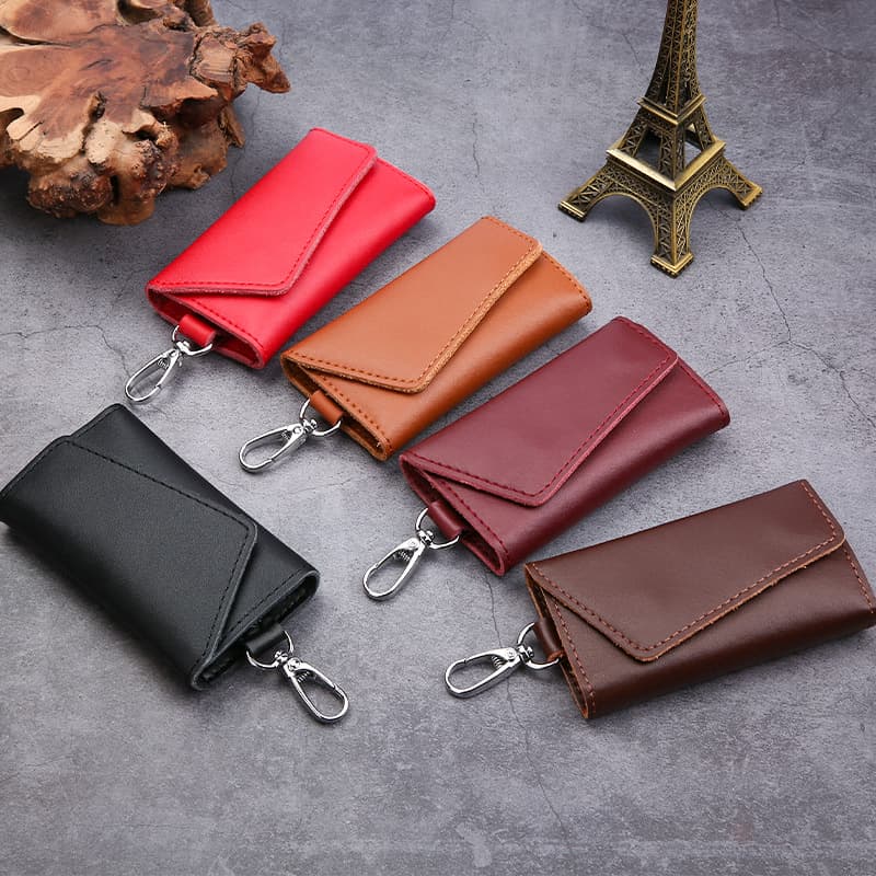 Genuine Leather Car Key Case Wholesale from Factory, Men's Real Leather Key Cover, Stylish Women's Home Key Holder