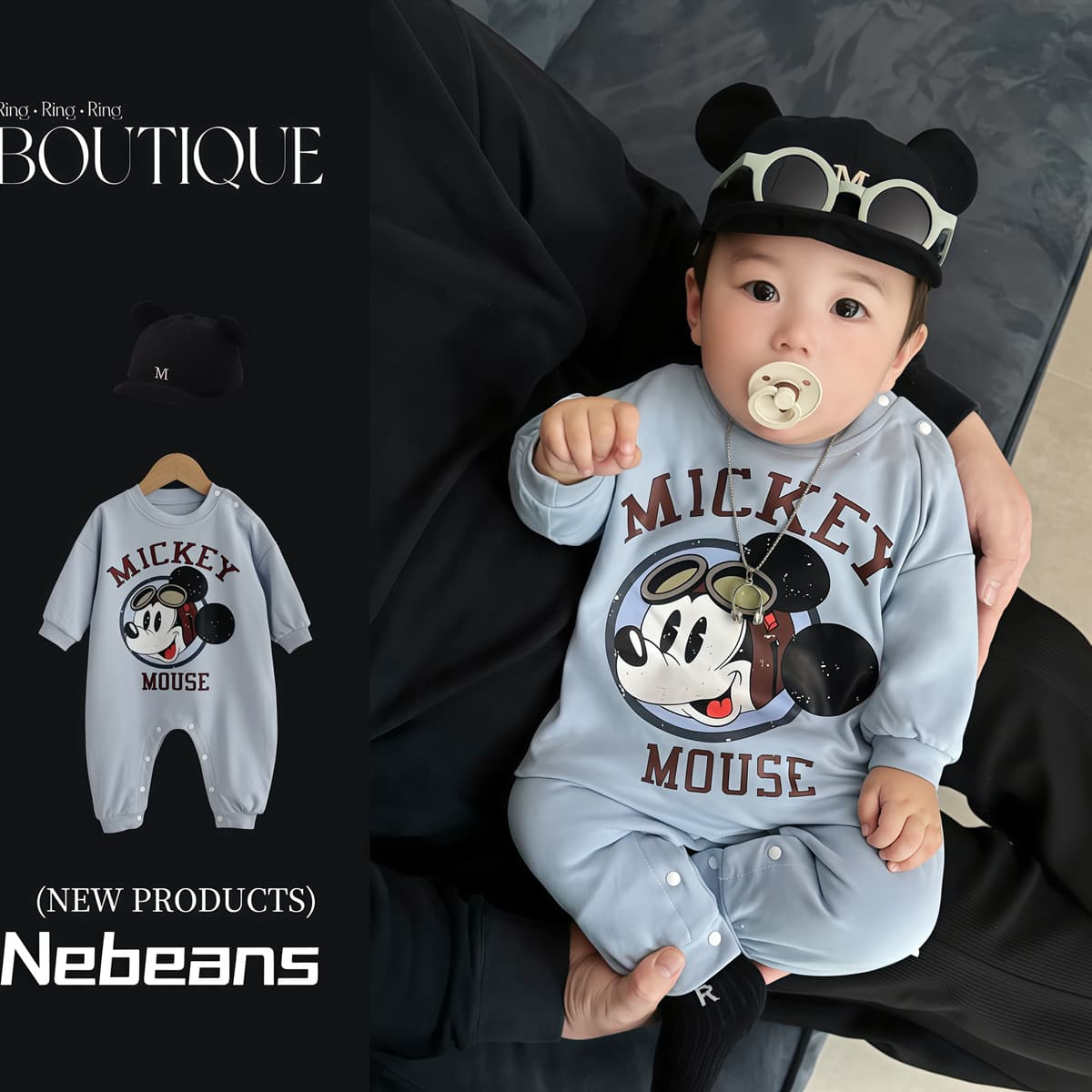 0-2 Years Spring Newborn Baby Romper A-Cotton Soft Cartoon Mickey Infant Long-Sleeve Crawling Suit