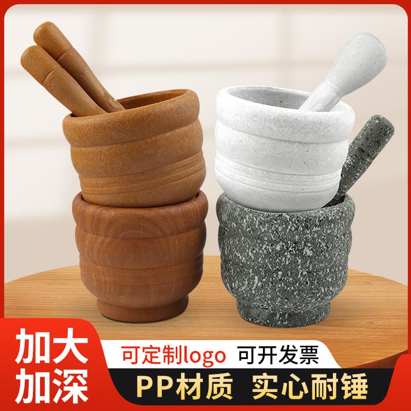 Traditional Kitchen Garlic Press Mortar and Pestle Set Manual Grinding Tool for Garlic, Ginger, and Herbs