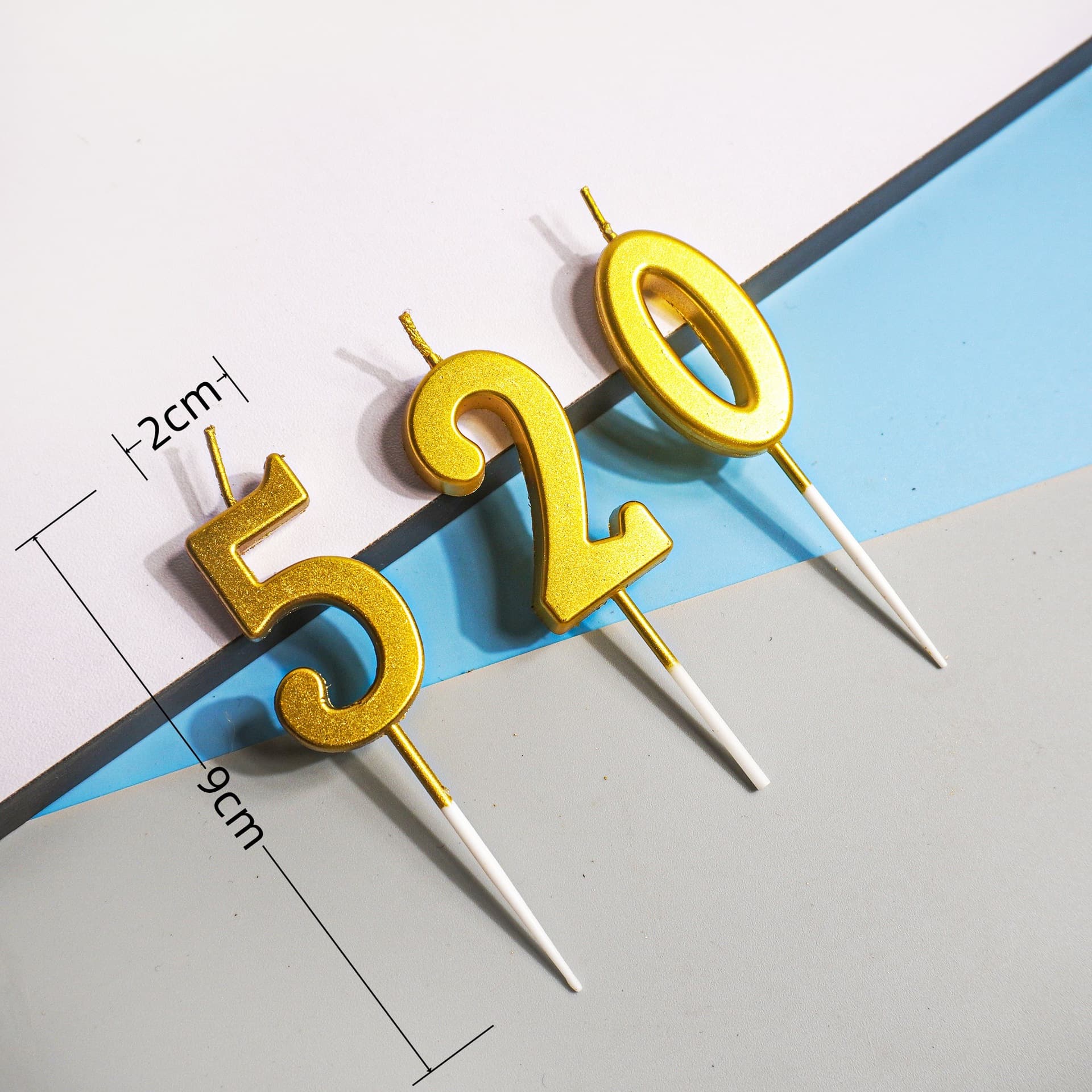 Gold Number Candle Birthday Cake for Adults, Wedding, Children's First Birthday, Dessert Cake Decoration Cross-Border Plug-in