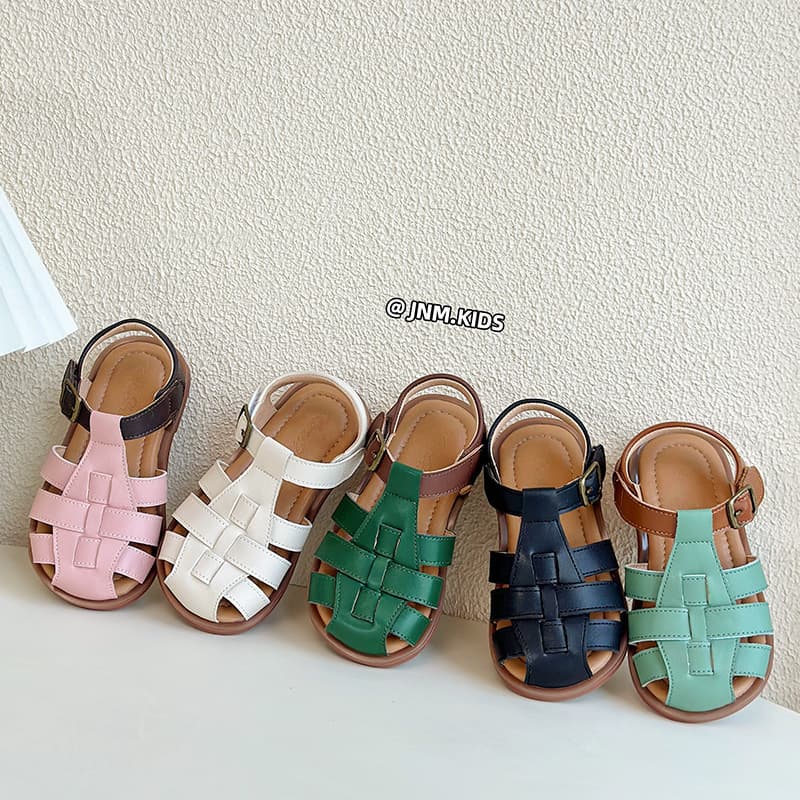 Korean-style Girls' Closed-Toe Sandals 2025 Summer New Children's Woven Roman Shoes for 1-3 Years Old Baby Beach Sandals