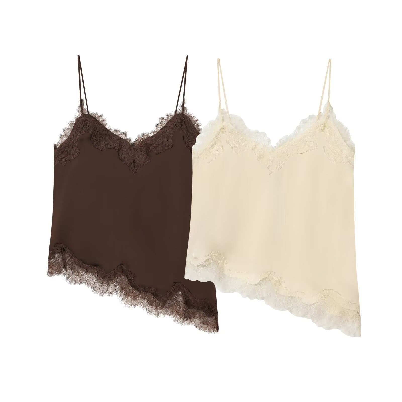 2026 European and American Ins-Style Fashionable Women's Loose Lace V-Neck Inner Camisole Top 2707