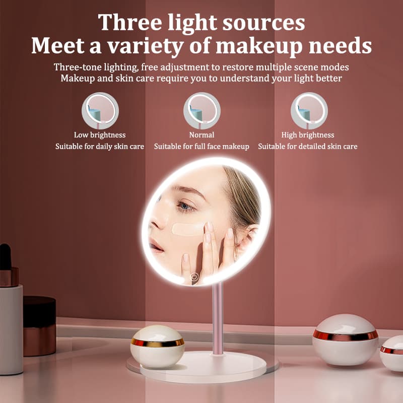 LED Makeup Mirror with Light All-in-One Desktop Folding Student Beauty Mirror True Light Makeup Cross-Border