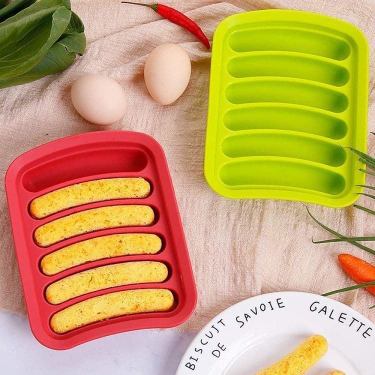 In Stock DIY 6-Link Silicone Sausage Mold with Lid, Hot Dog Mold, Baking Kitchen Silicone Ham Mold