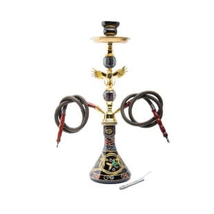 Export Stock Cross-Border Hot Selling Eagle Medium Hookah Four-Hose Set Double-Hose Hookah Metal Glass Smoking Pipe