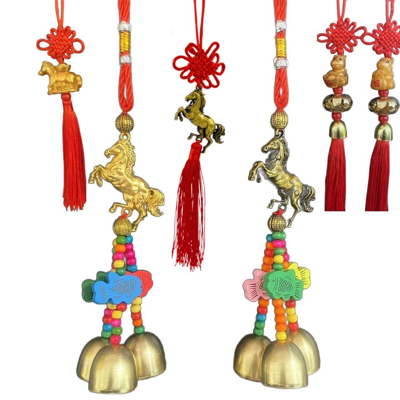 New style horse five emperors money wind chime Chinese knot copper coin pendant car pendant travel supplies