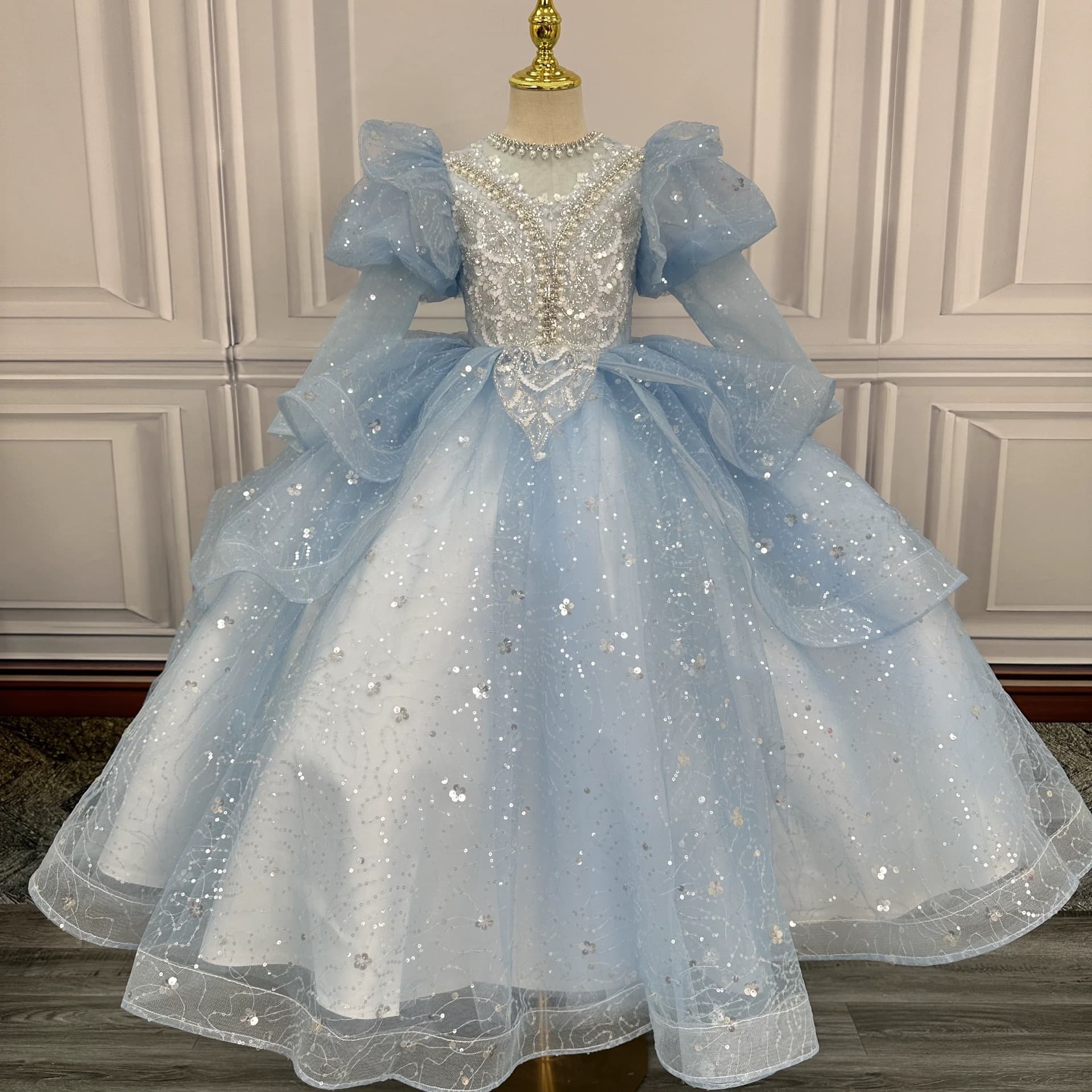 Children's Princess Dress Flower Girl Wedding Little Girl Birthday Host French Style Gown Piano Performance Costume