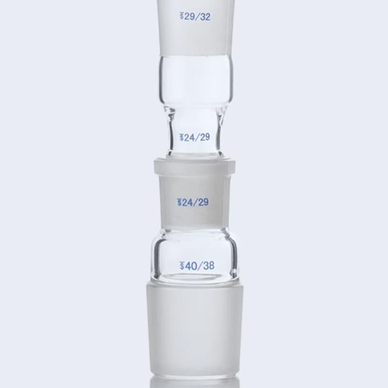 Glass reducing/adapter connectors for large-to-small joint connections, sizes 24*19/19*14/29*24/19*24/24*29
