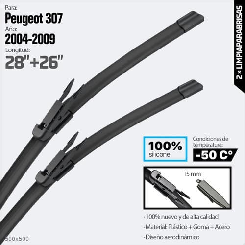 For Peugeot 307 2004-2009 28+26 Wiper Blade Dovetail Style Wiper