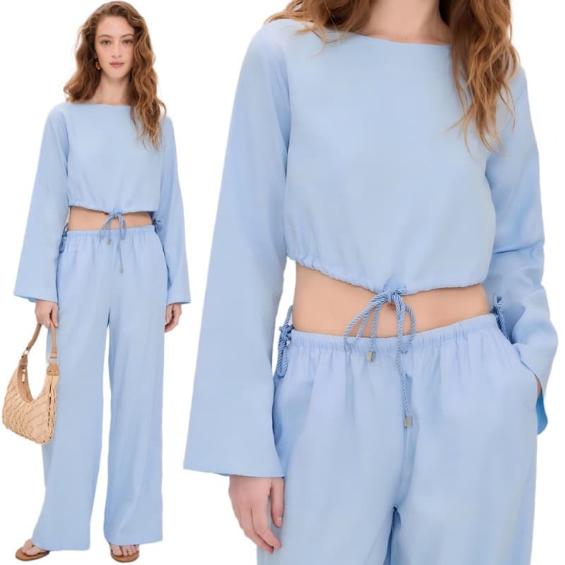 European and American women's summer crop top and pants two-piece set