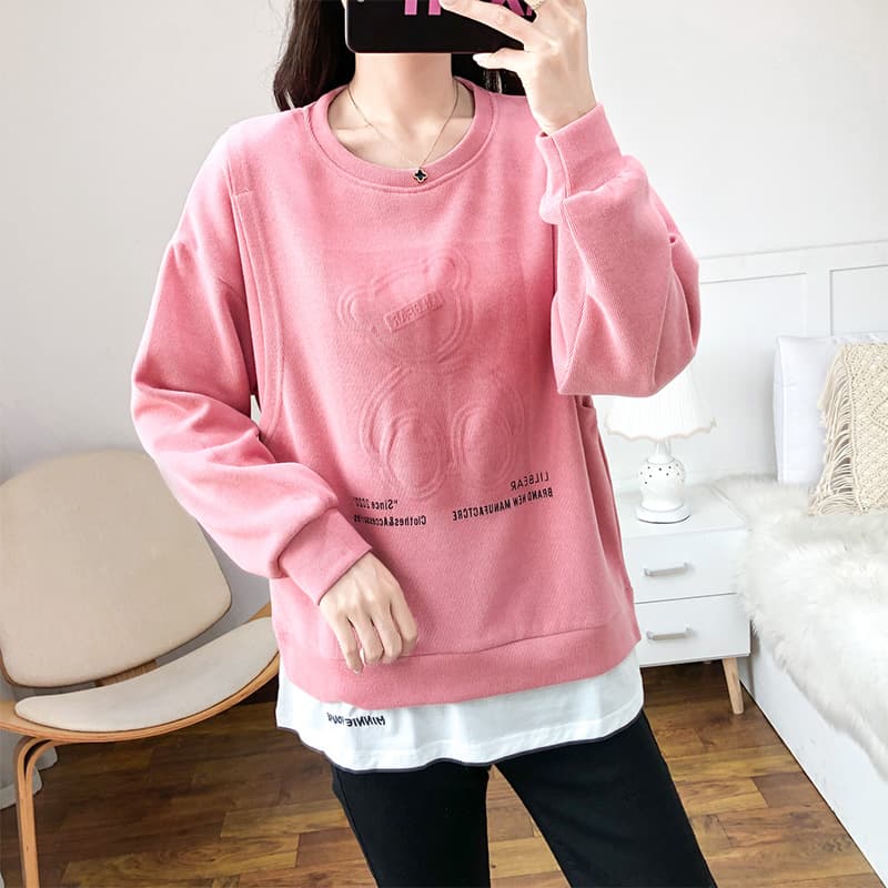 Postpartum Breastfeeding Clothes Long Sleeve Cotton Sweatshirt For Mothers Trendy Spring Autumn Spicy Style Outerwear