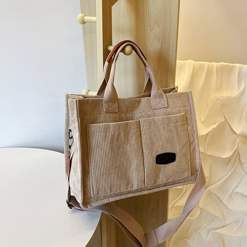 Cross-Border New Women's Canvas Bag Casual Retro Portable Shoulder Bag Large Capacity Multi-Layer Women's Simple Crossbody Bag