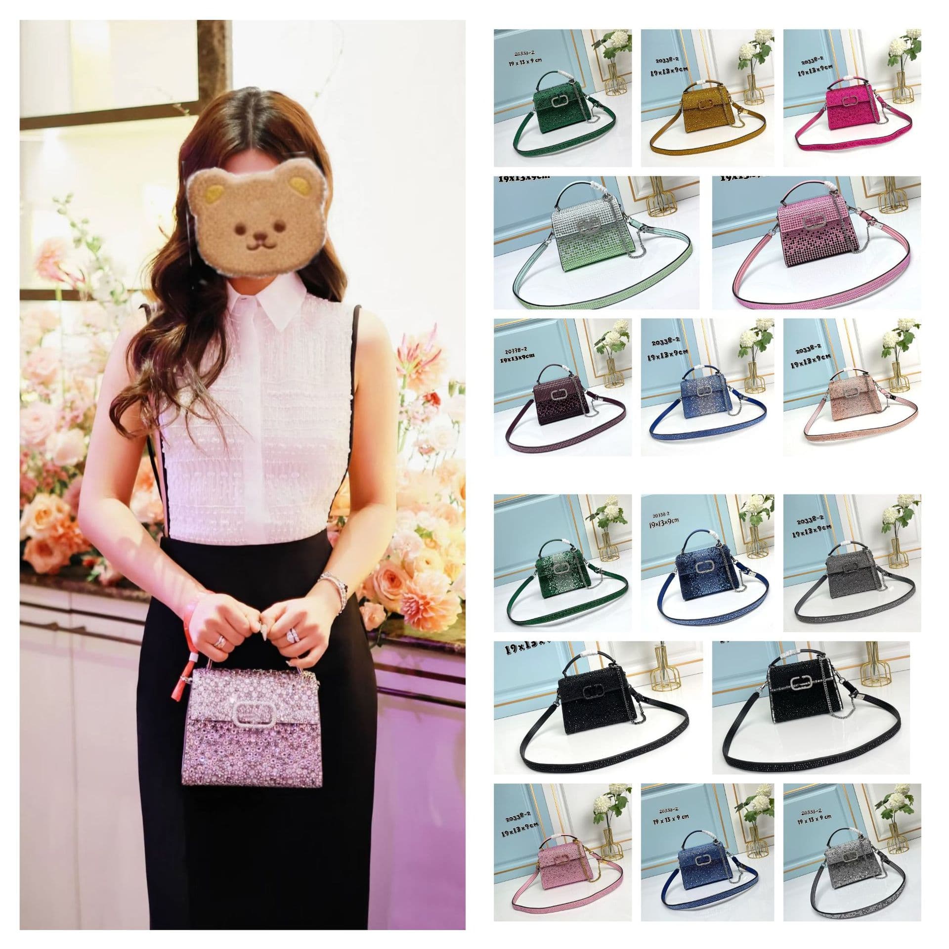New Cross-Border Mini Rhinestone Evening Bag Vintage Rhinestone Handbag Gradient Crystal Crossbody Bag Fashion Tote Bag