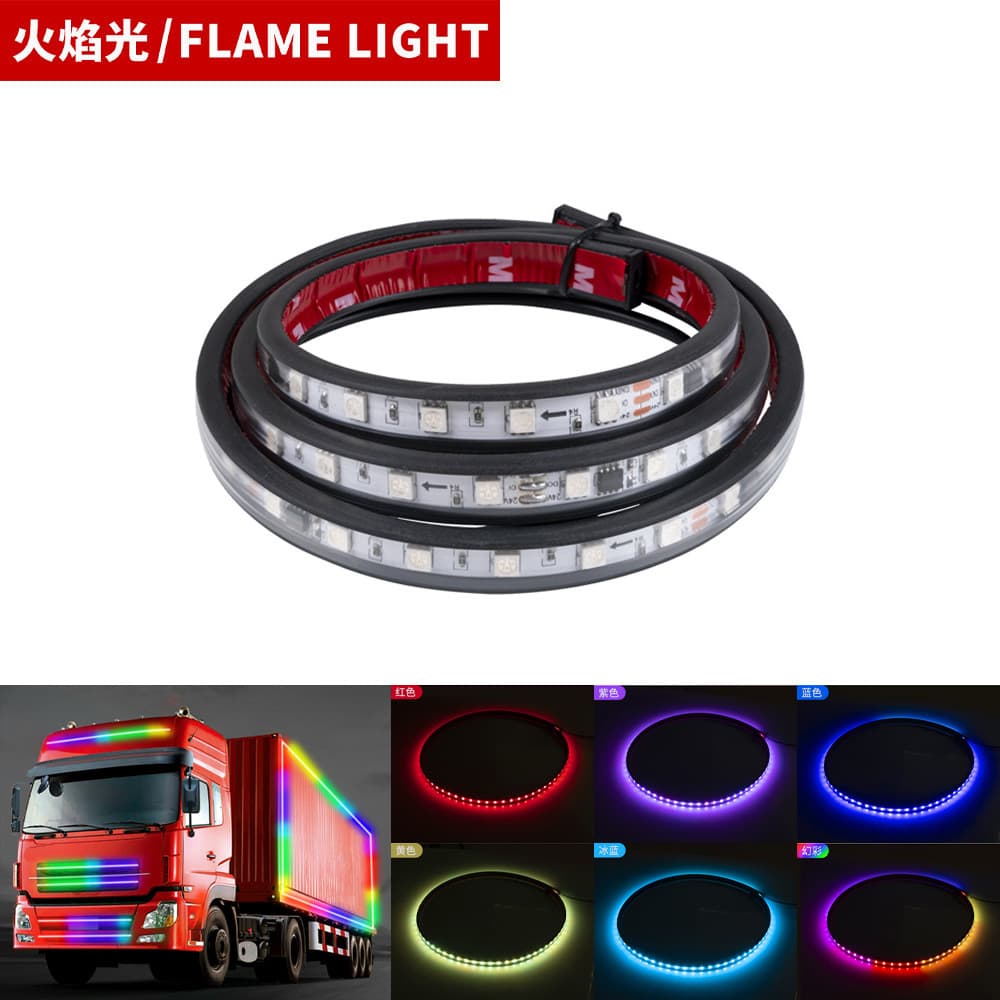 24V Truck Multicolor Flowing Running Light Car Modification Ambient Light Ranger Grille Streamer Decorative Light Strip