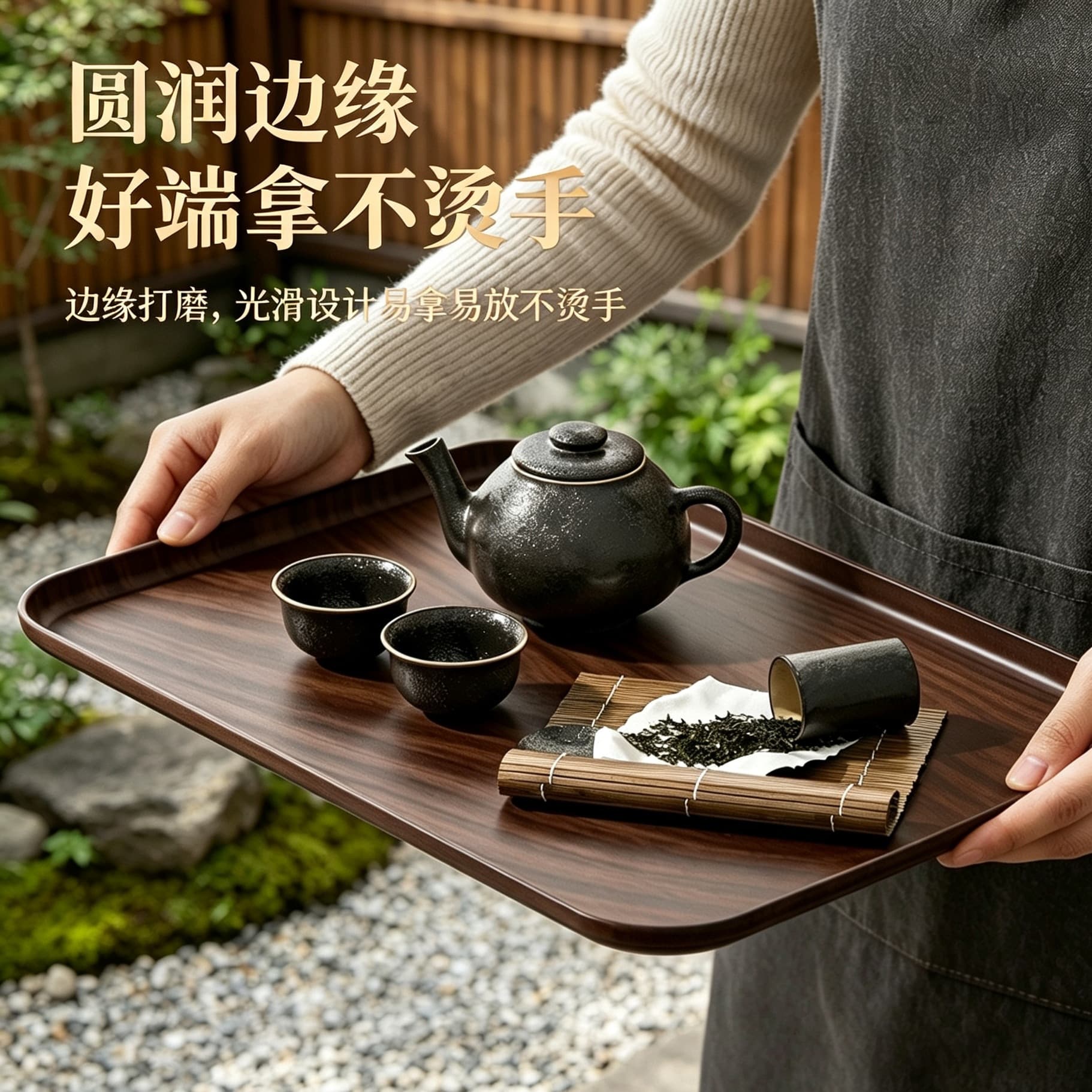 Wood Grain Tray New Chinese Style Retro Rectangular Tea Tray Serving Plate for Coffee Desserts Snacks Tea Set Storage Tray