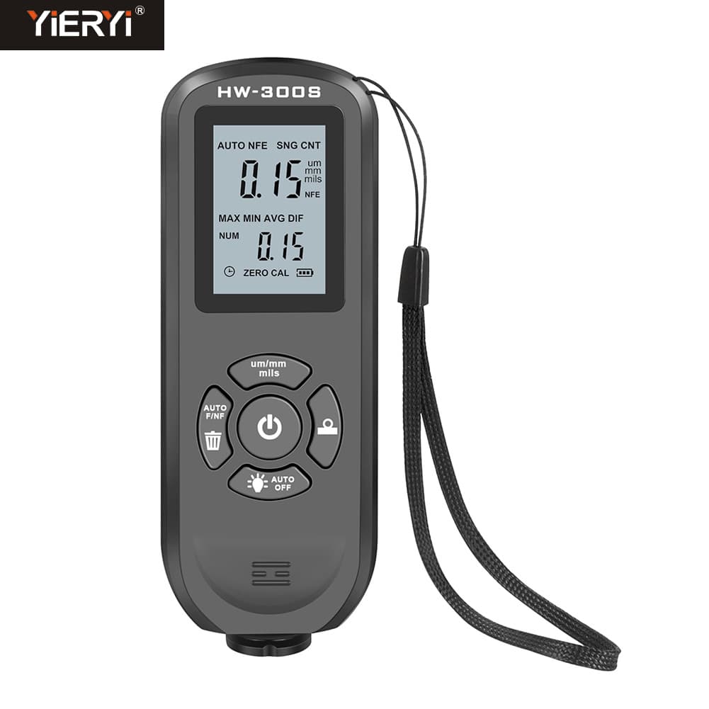 HW-300S Coating Thickness Gauge, Anti-Slip Paint Meter, High-Precision Paint/Powder Layer Thickness Gauge, Dry Film Thickness Gauge